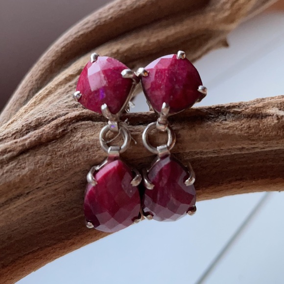 YS Gems Jewelry Ys Gems Corundum Ruby Sterling Silver Earrings